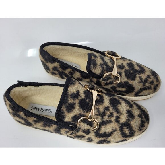 Women's Loafers, Leopard Print Paxtyn Round Toe Slip On Flats, STEVE MADDEN 7M - Picture 4 of 9